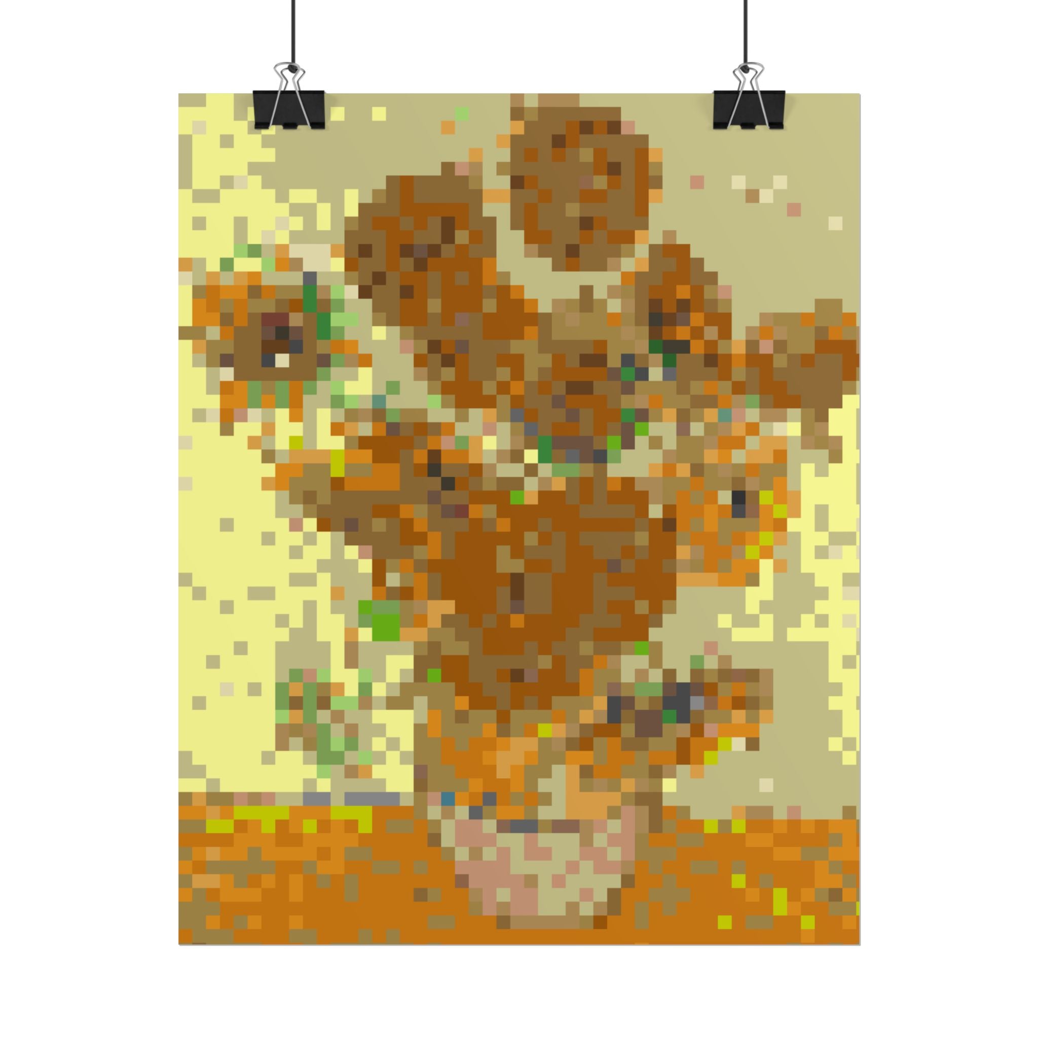 Sunflowers Pixel-Style Rolled Art Print
