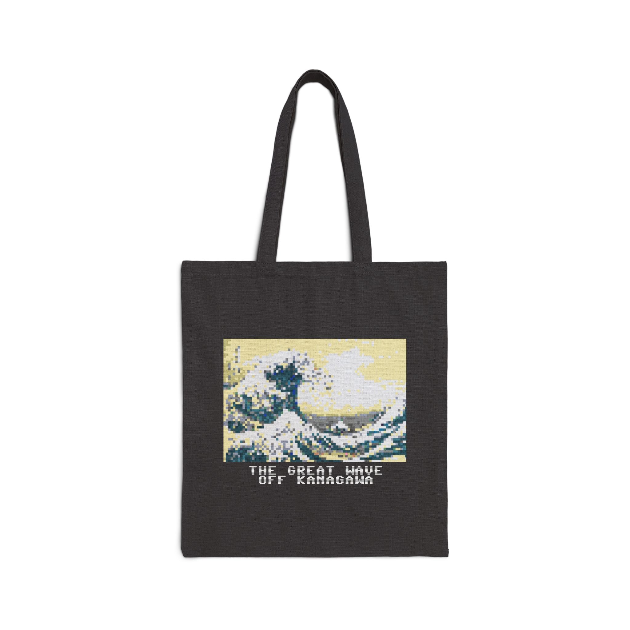 The Great Wave Pixel Art Tote Bag — Famous Artwork Canvas Tote