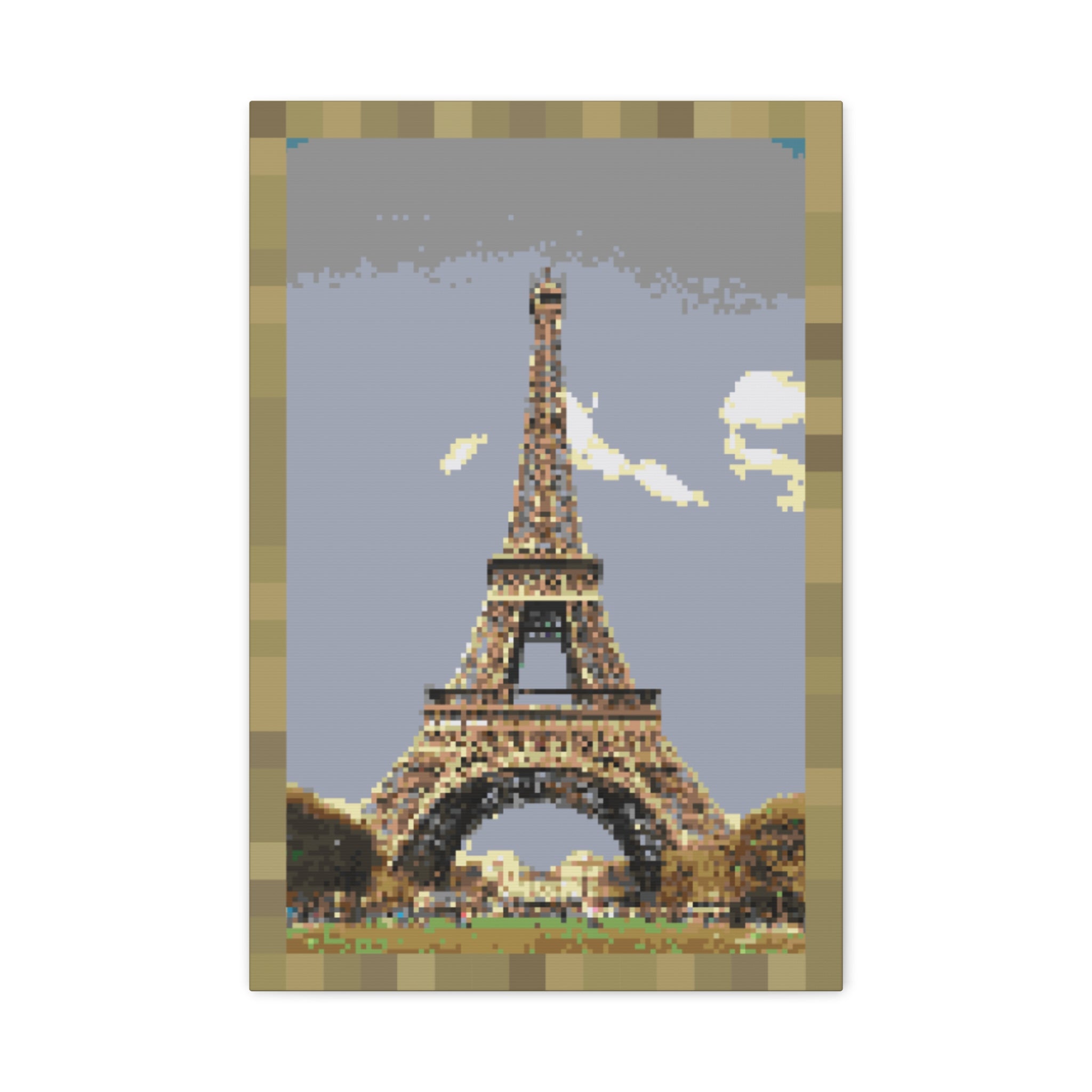 Eiffel Tower Pixel-Style Matte Canvas Print