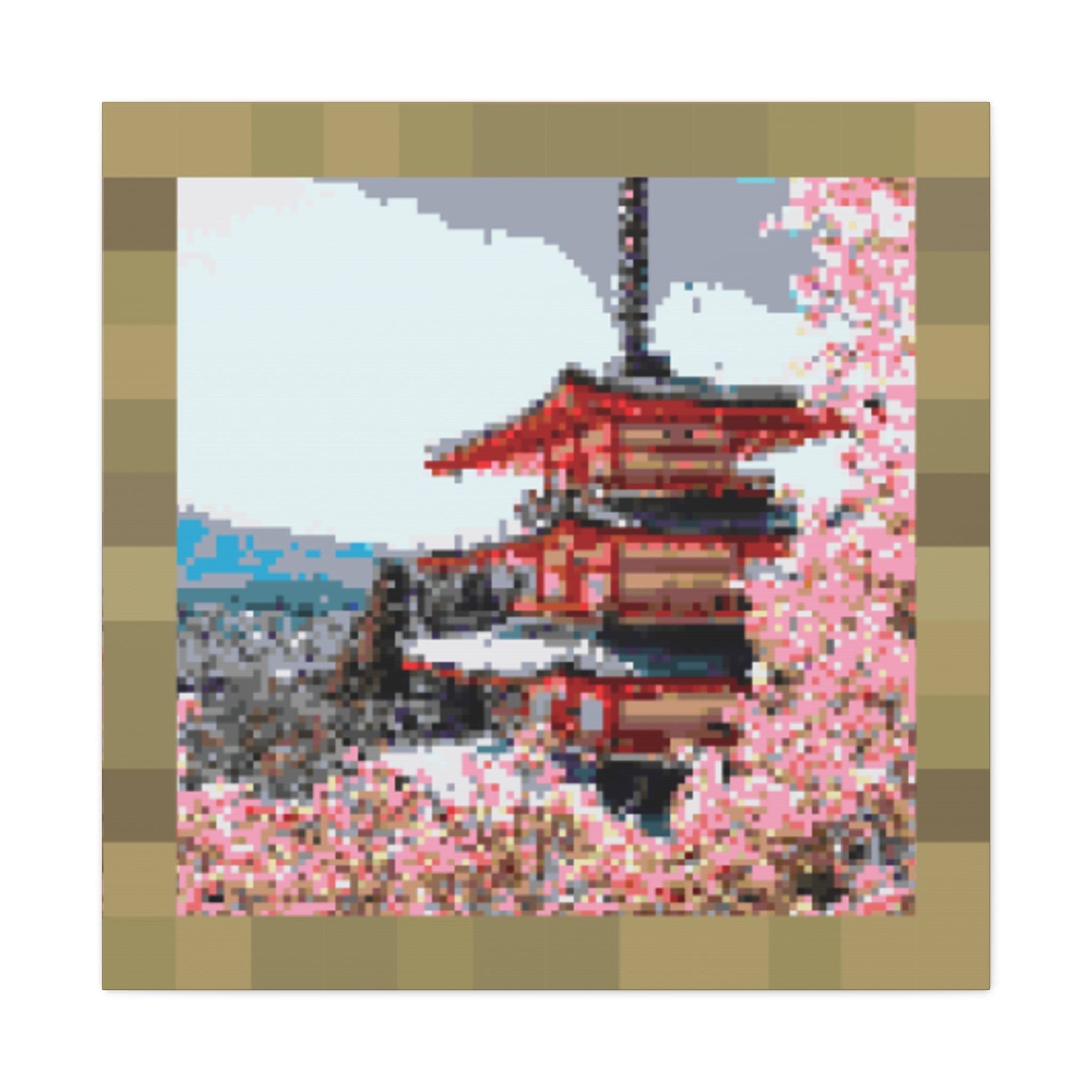 Japanese Cherry Blossom Name Pixel-Style Matte Canvas Print