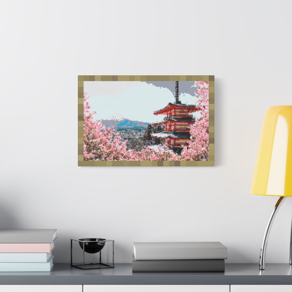 Japanese Cherry Blossom Name Pixel-Style Matte Canvas Print