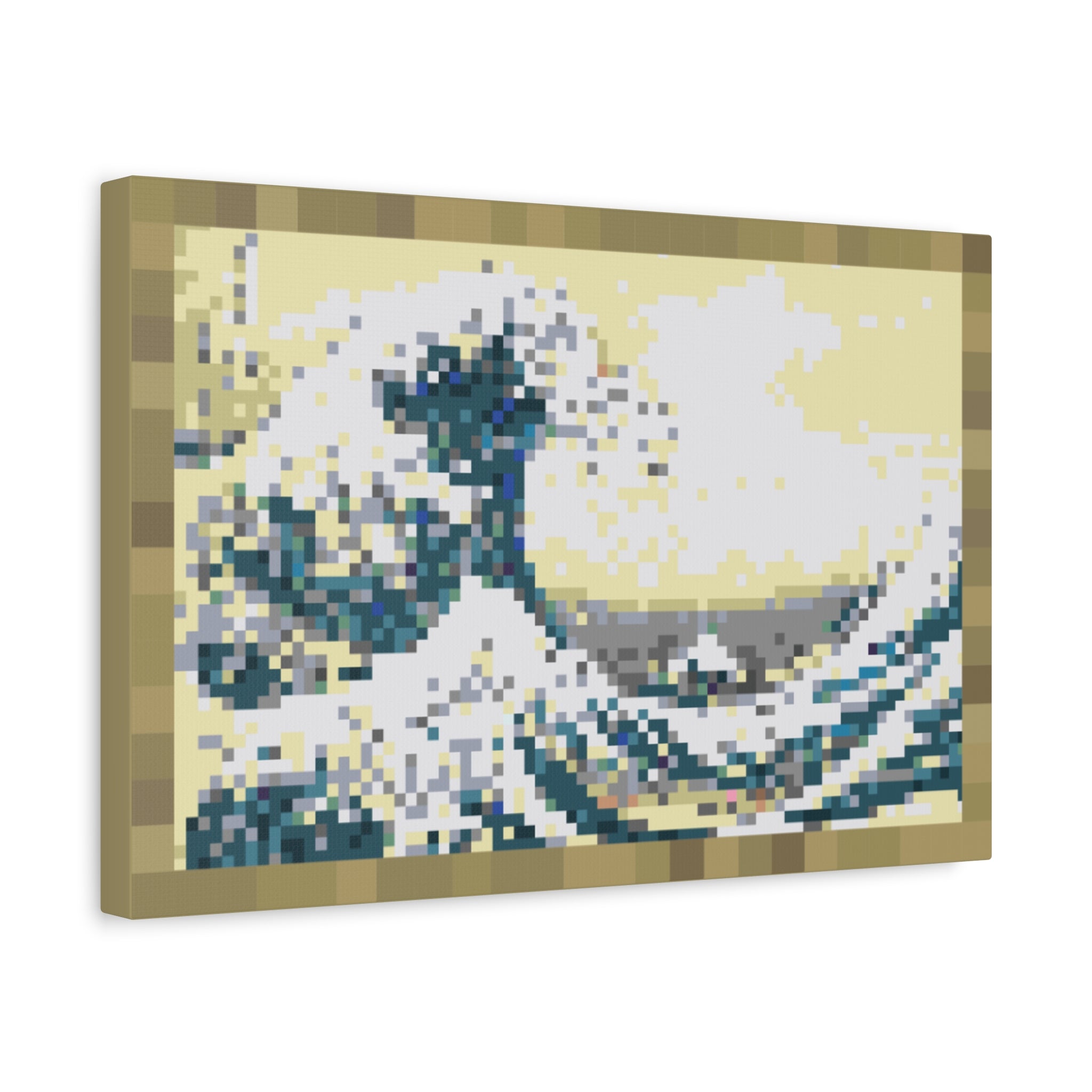 The Great Wave Pixel-Style Matte Canvas Print
