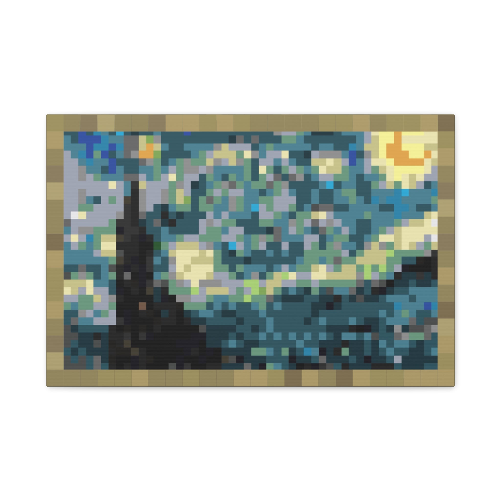 Starry Night Pixel-Style Matte Canvas Print