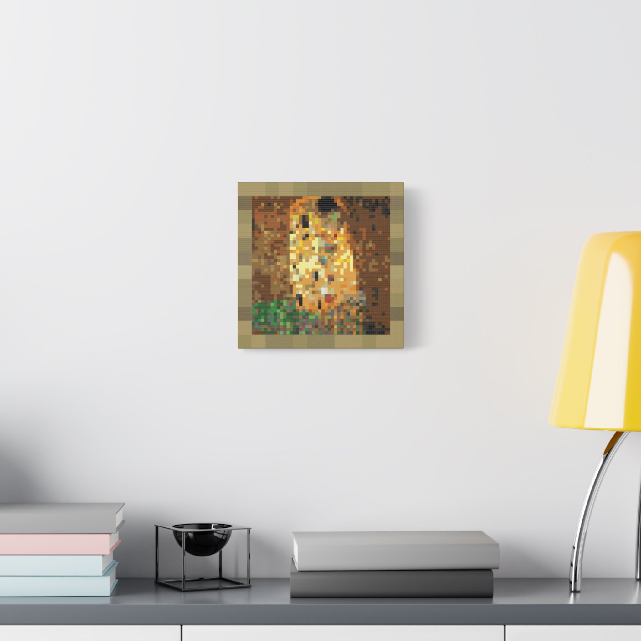 The Kiss Pixel-Style Matte Canvas Print