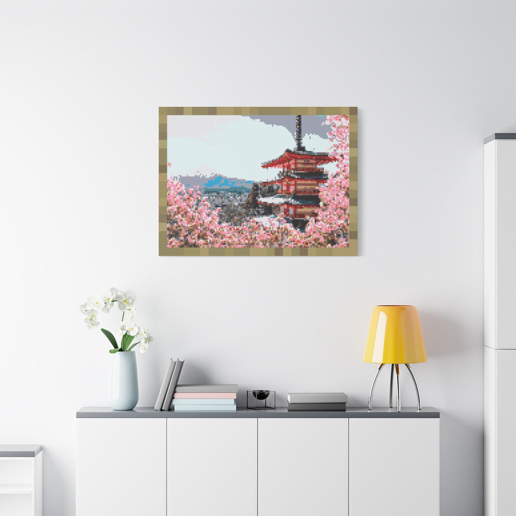 Japanese Cherry Blossom Name Pixel-Style Matte Canvas Print