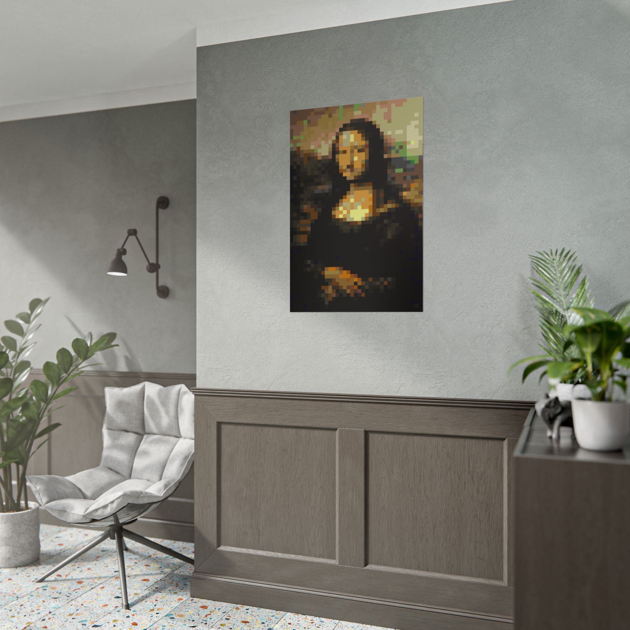 Mona Lisa Pixel-Style Rolled Art Print
