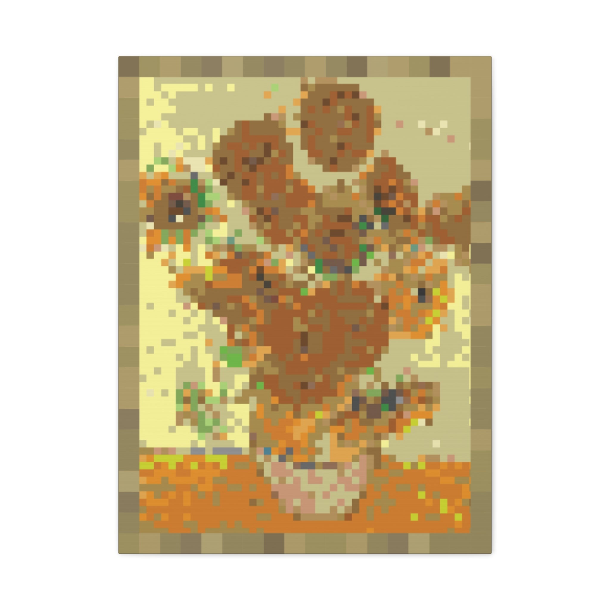 Sunflowers Pixel-Style Matte Canvas Print