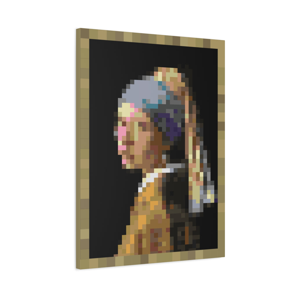 Girl with a Pearl Earring Pixel-Style Matte Canvas Print