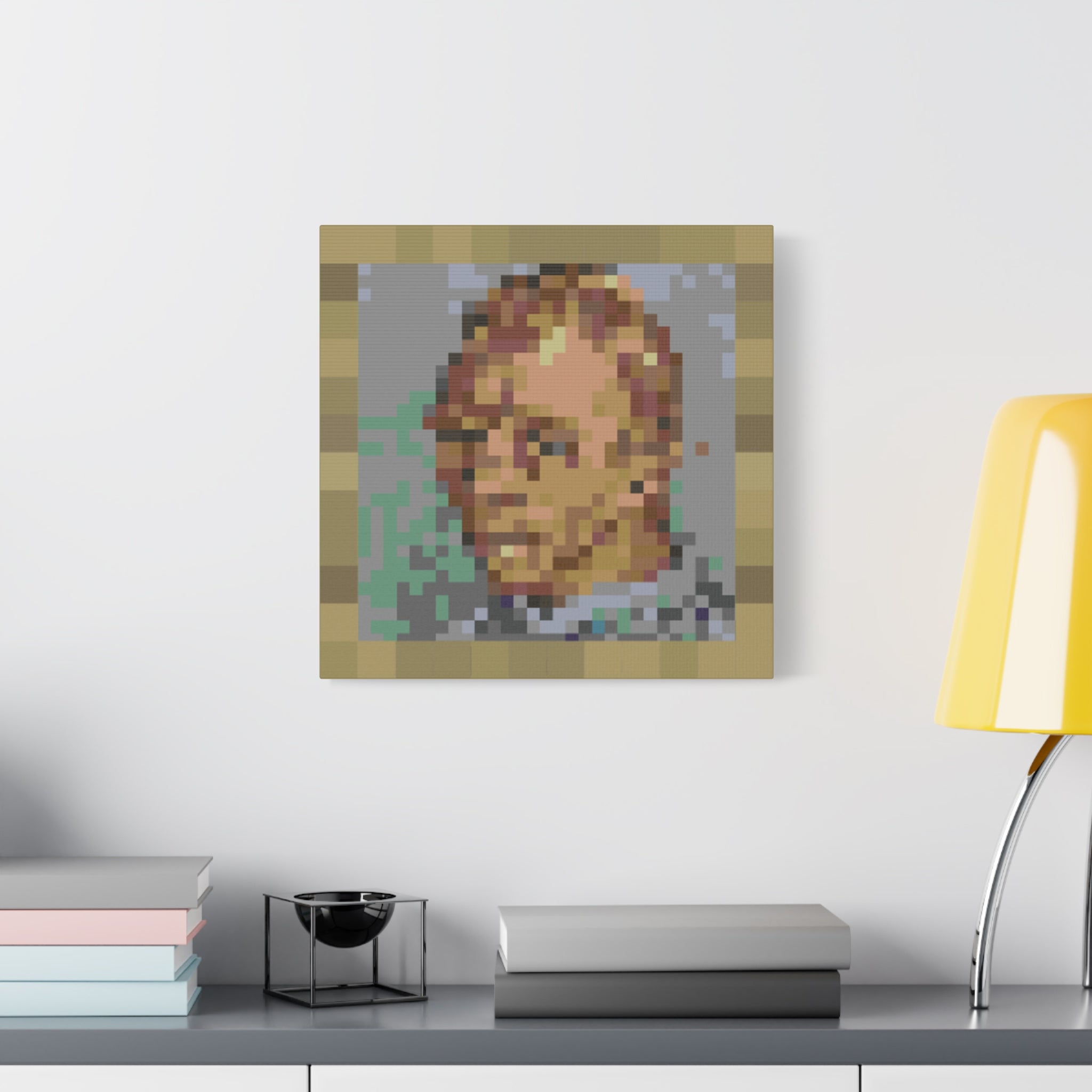 L'artiste Sans Barbe Pixel-Style Matte Canvas Print
