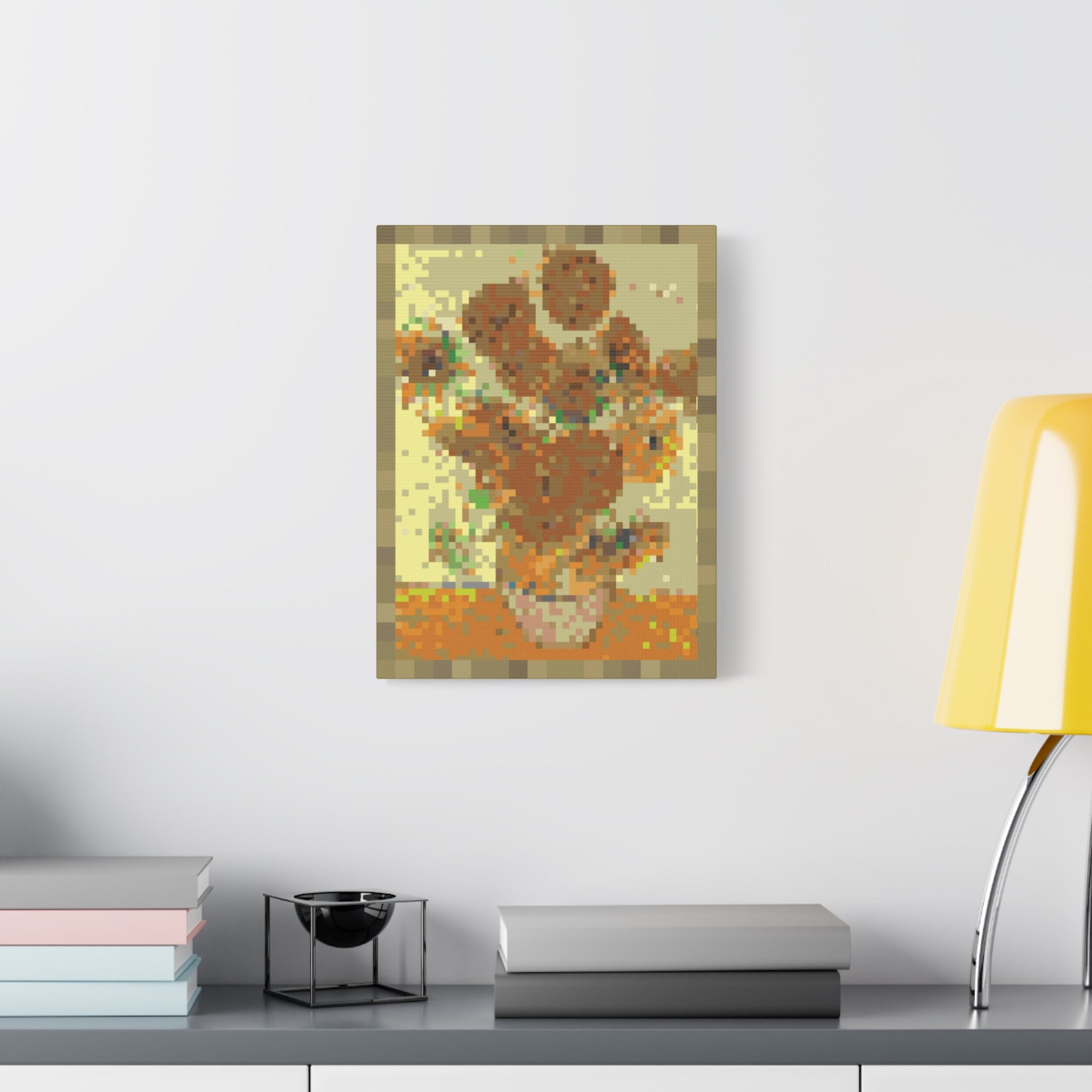 Sunflowers Pixel-Style Matte Canvas Print