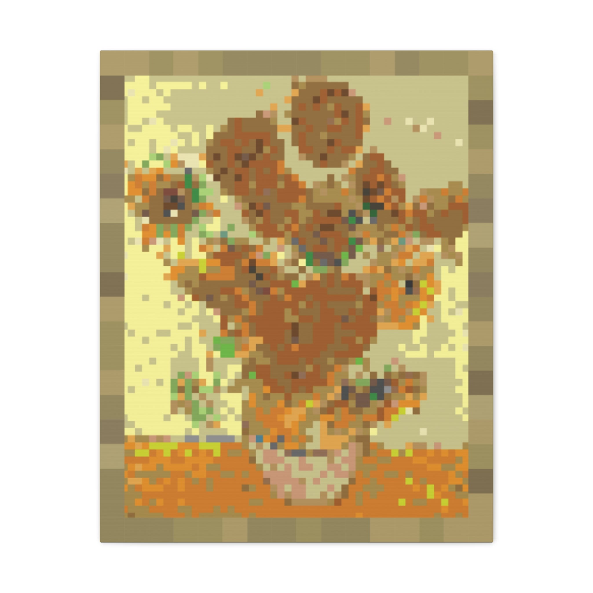 Sunflowers Pixel-Style Matte Canvas Print