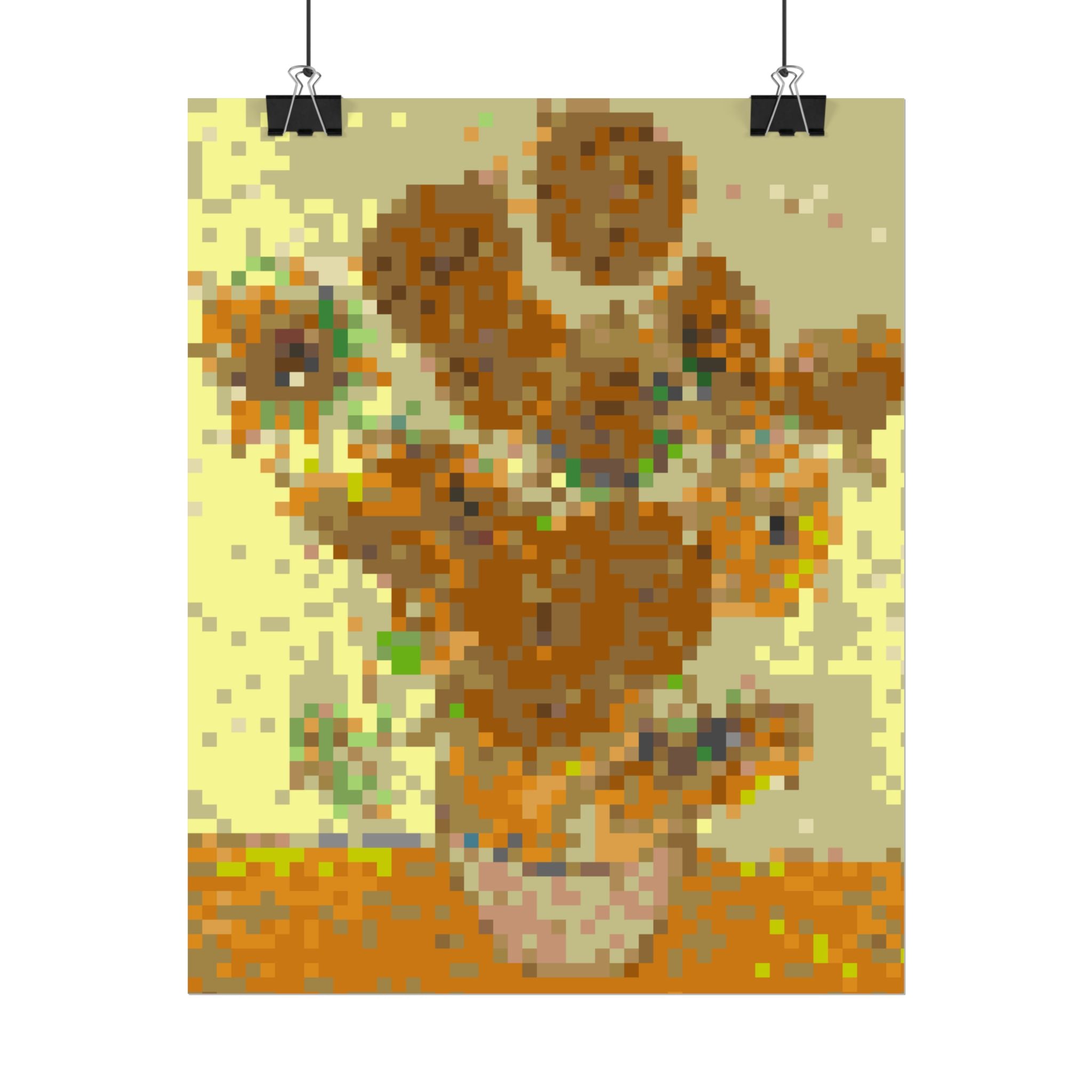 Sunflowers Pixel-Style Rolled Art Print