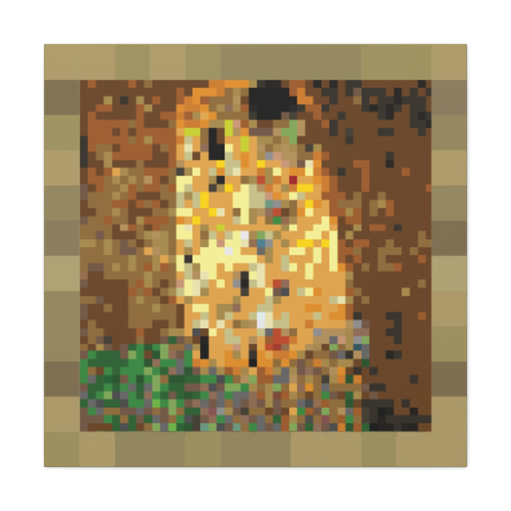 The Kiss Pixel-Style Matte Canvas Print