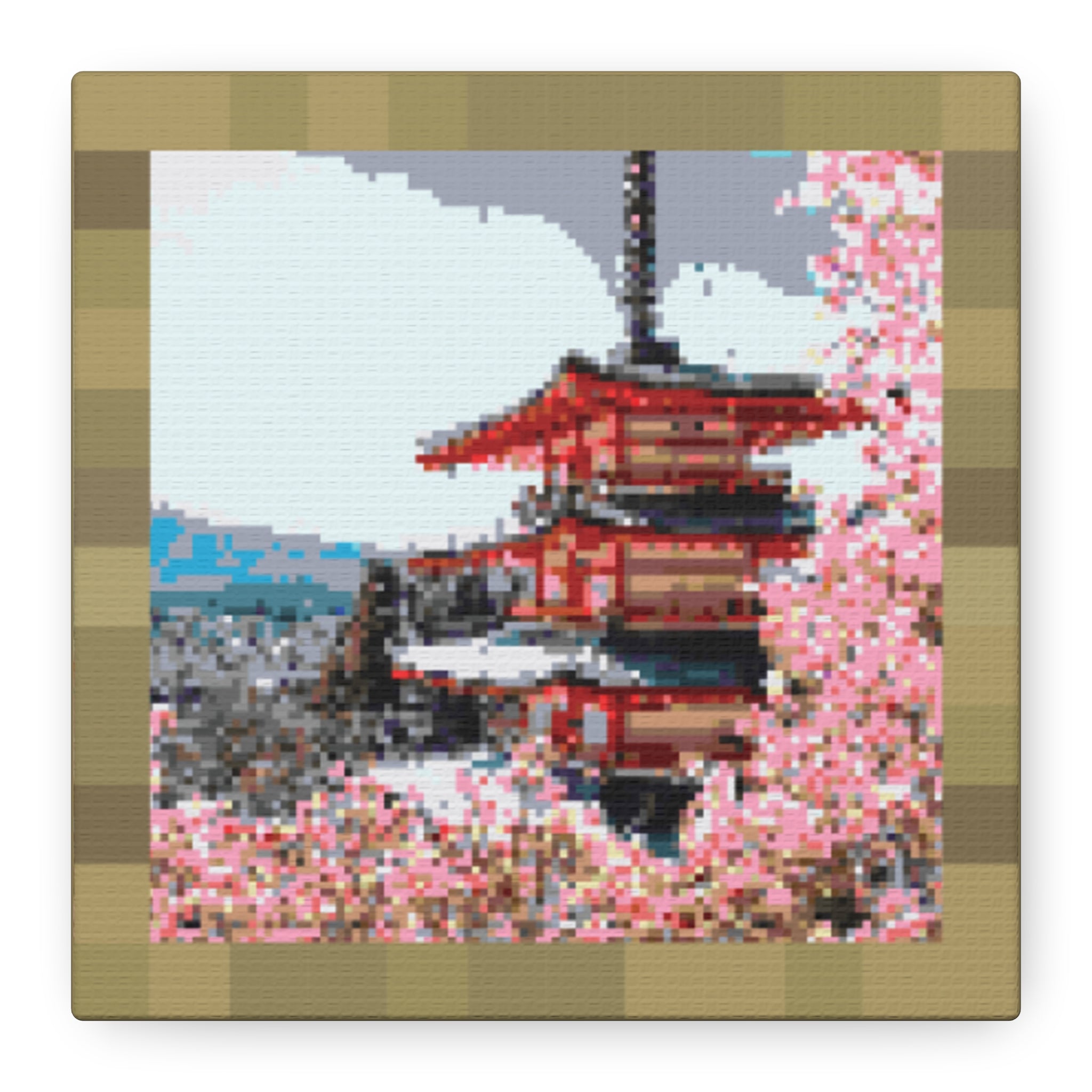 Japanese Cherry Blossom Name Pixel-Style Matte Canvas Print