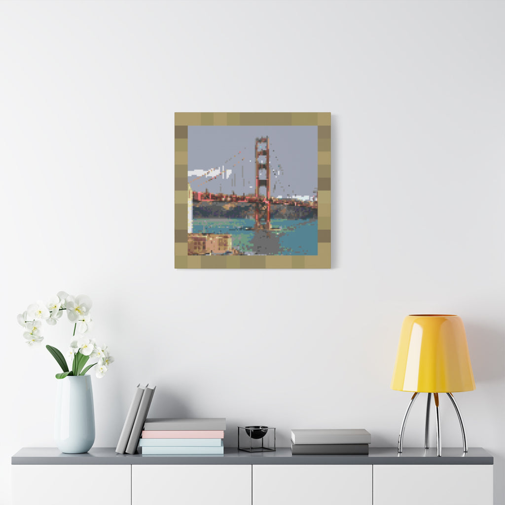 Golden Gate Bridge Pixel-Style Matte Canvas Print