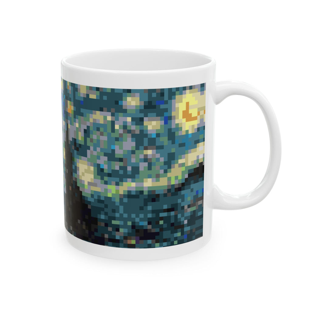 Starry Night Pixel-Style Ceramic Mug (11oz/15oz)
