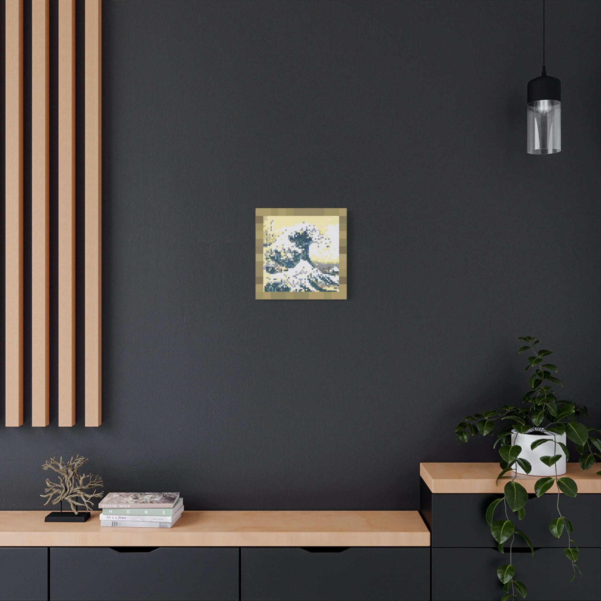 The Great Wave Pixel-Style Matte Canvas Print