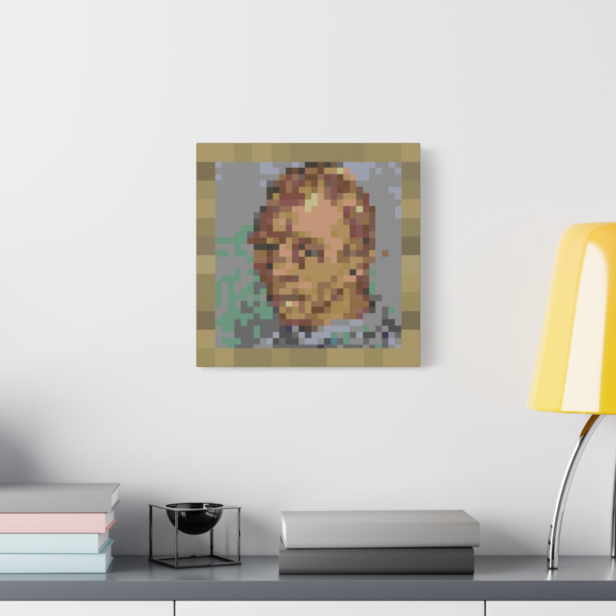L'artiste Sans Barbe Pixel-Style Matte Canvas Print