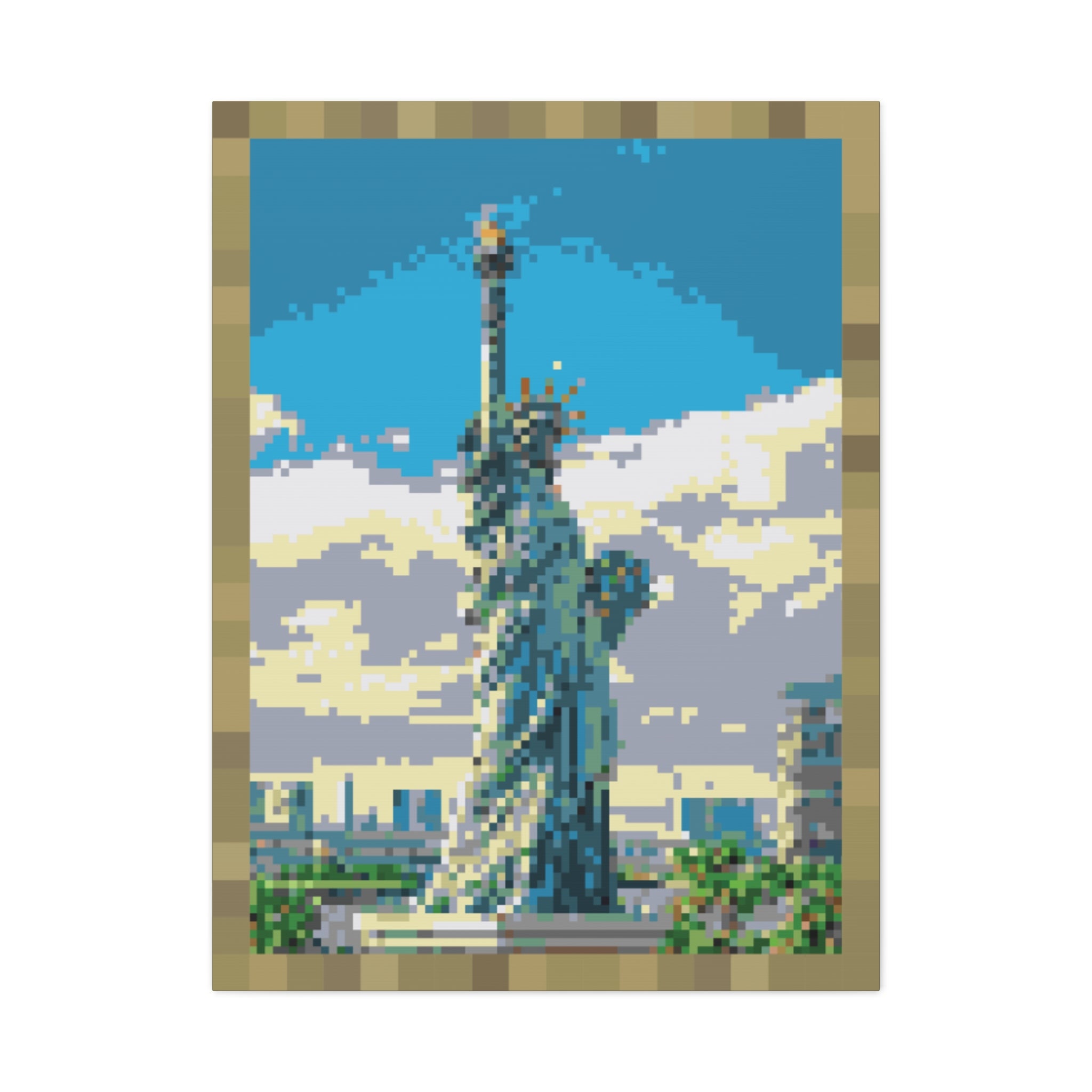 Statue of Liberty Pixel-Style Matte Canvas Print