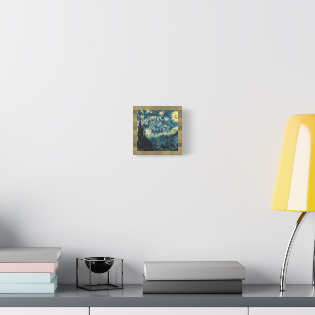 Starry Night Pixel-Style Matte Canvas Print
