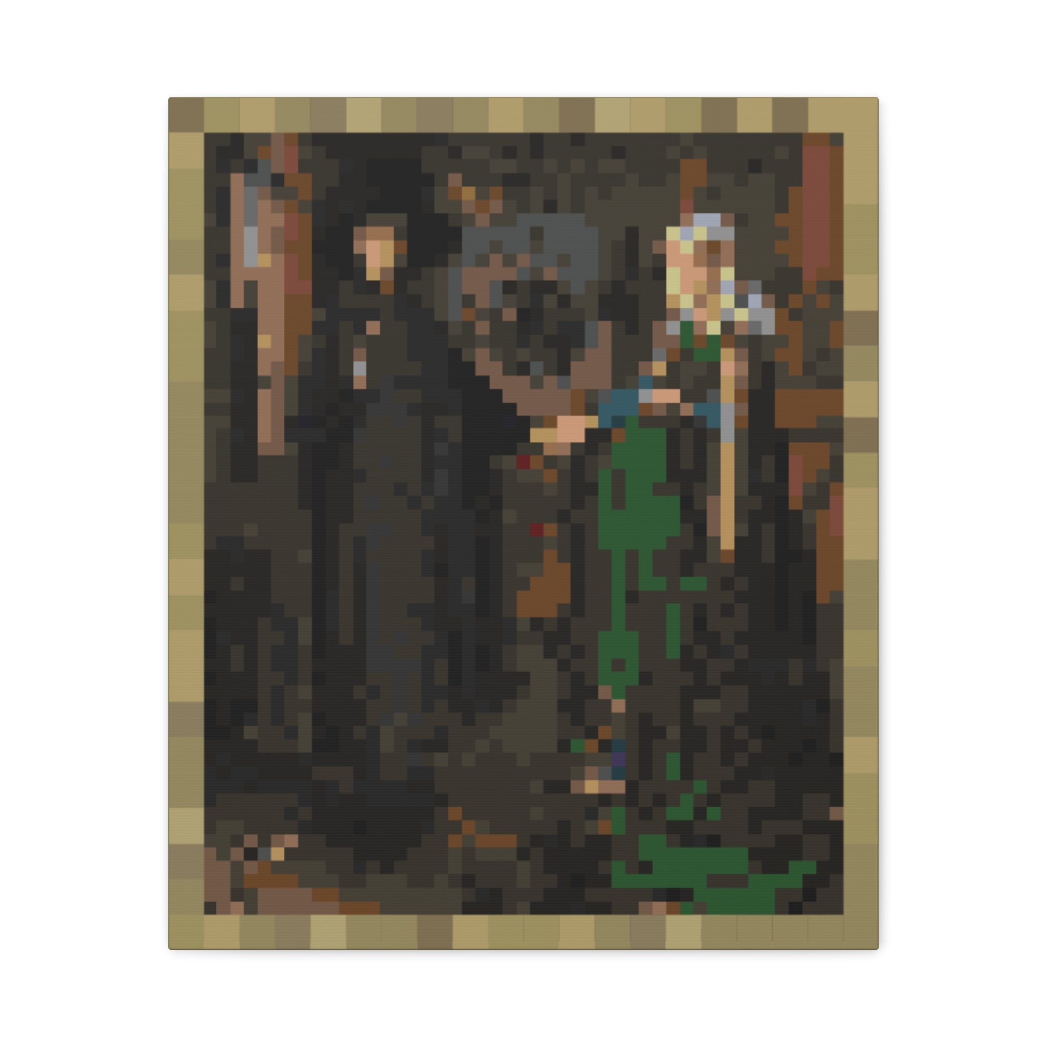 The Arnolfini Portrait Pixel-Style Matte Canvas Print