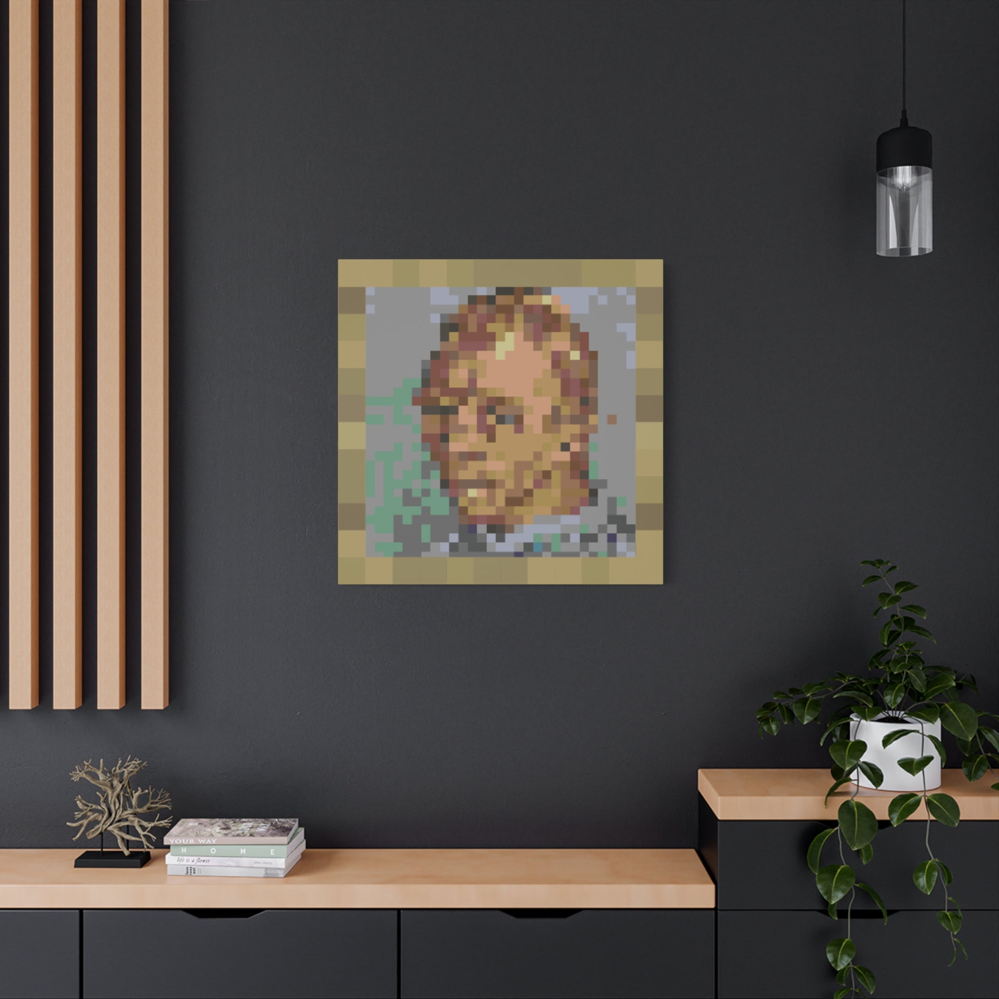 L'artiste Sans Barbe Pixel-Style Matte Canvas Print