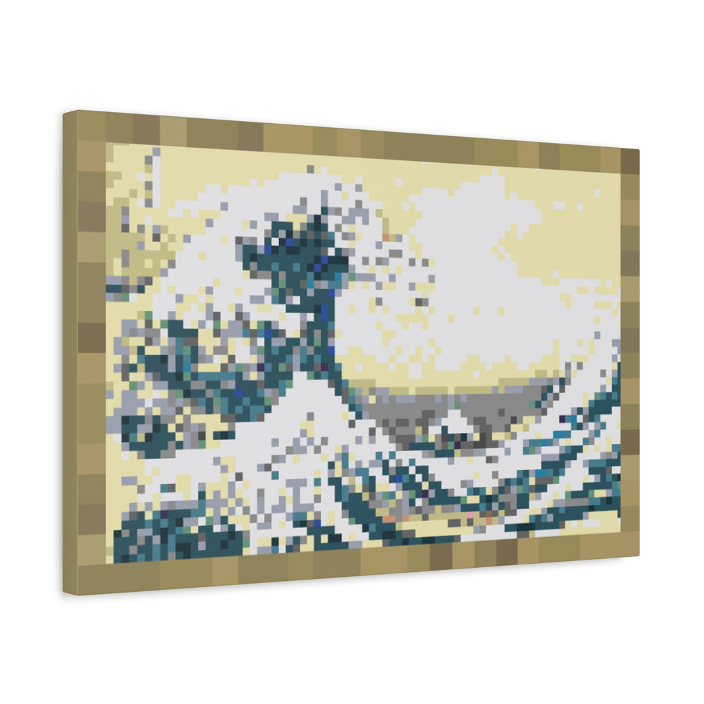 The Great Wave Pixel-Style Matte Canvas Print