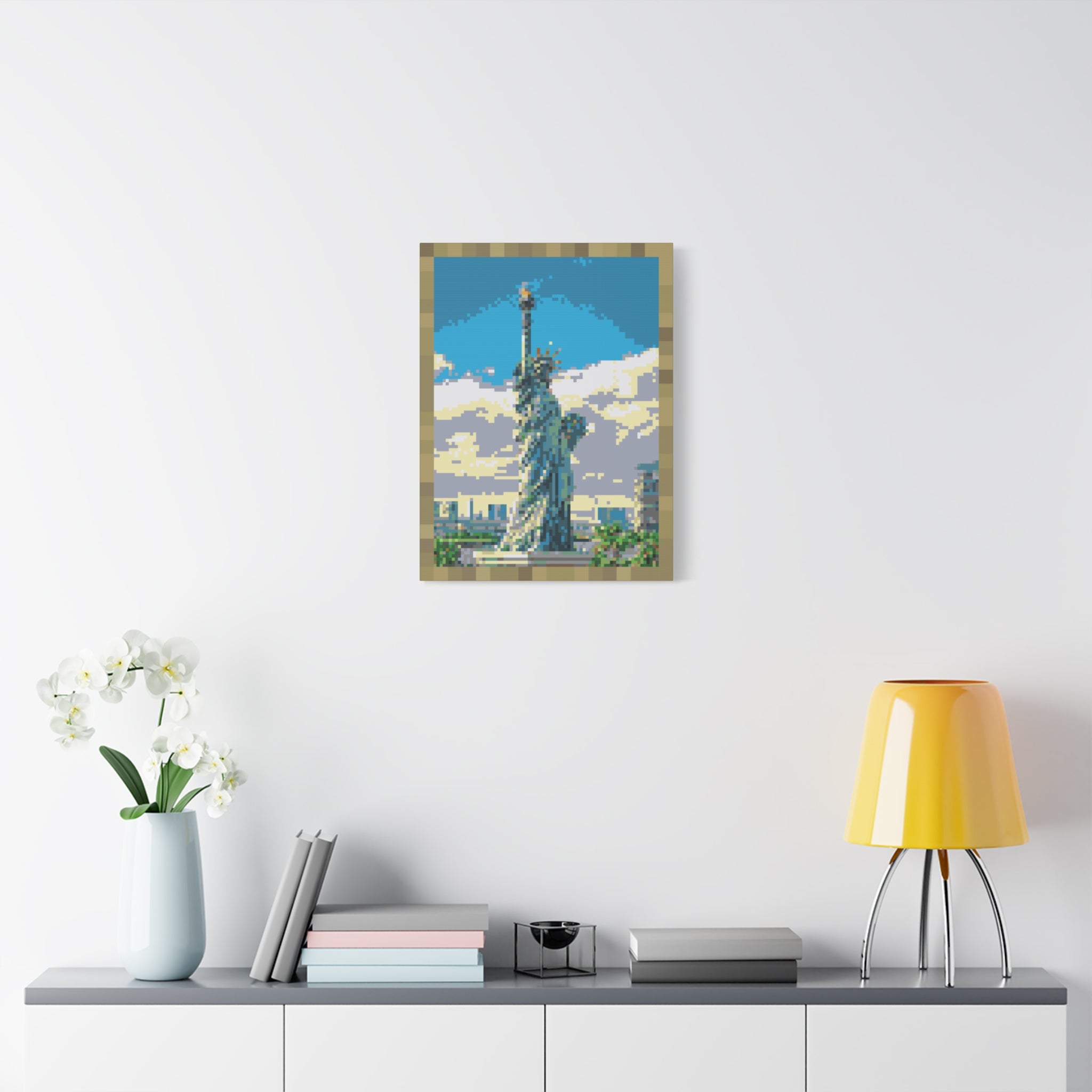 Statue of Liberty Pixel-Style Matte Canvas Print