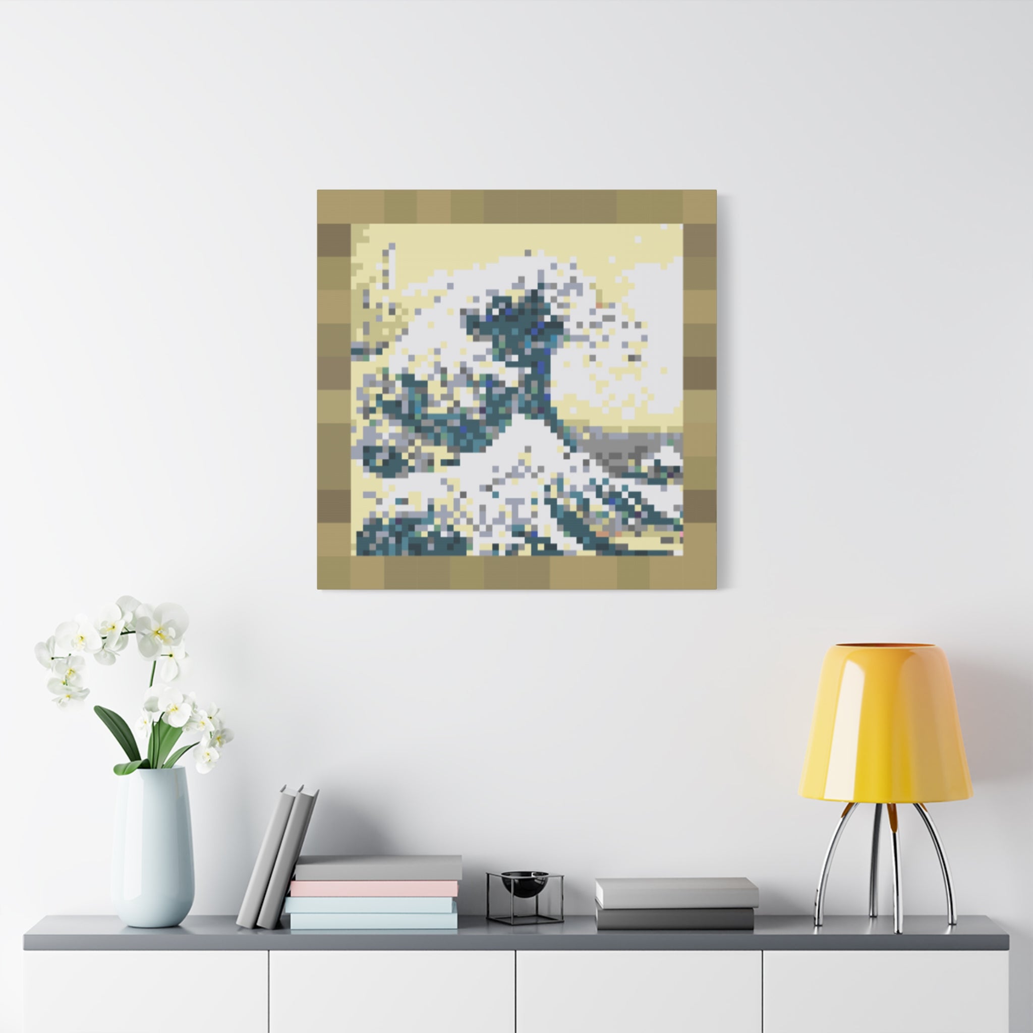 The Great Wave Pixel-Style Matte Canvas Print