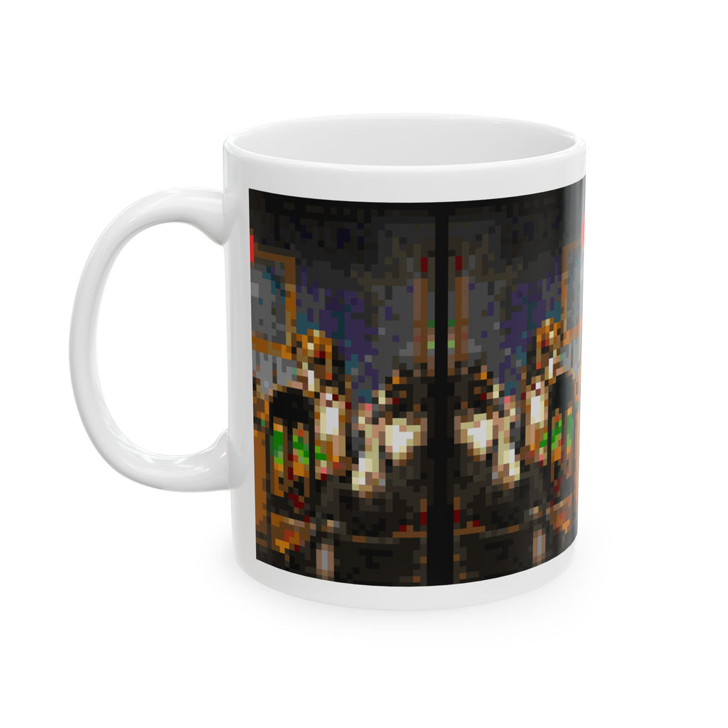 Dogs Playing Poker Pixel-Style Ceramic Mug (11oz/15oz)