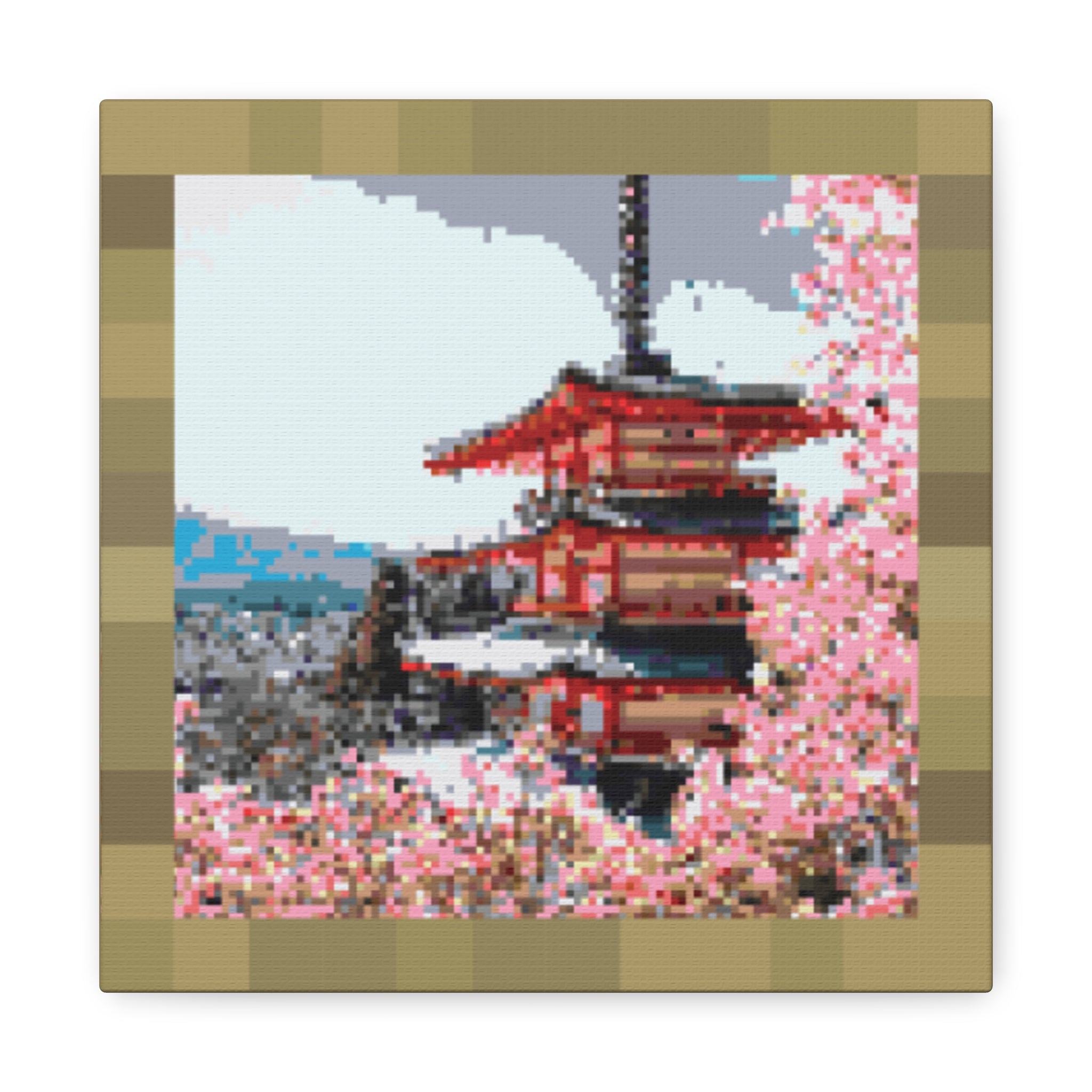 Japanese Cherry Blossom Name Pixel-Style Matte Canvas Print