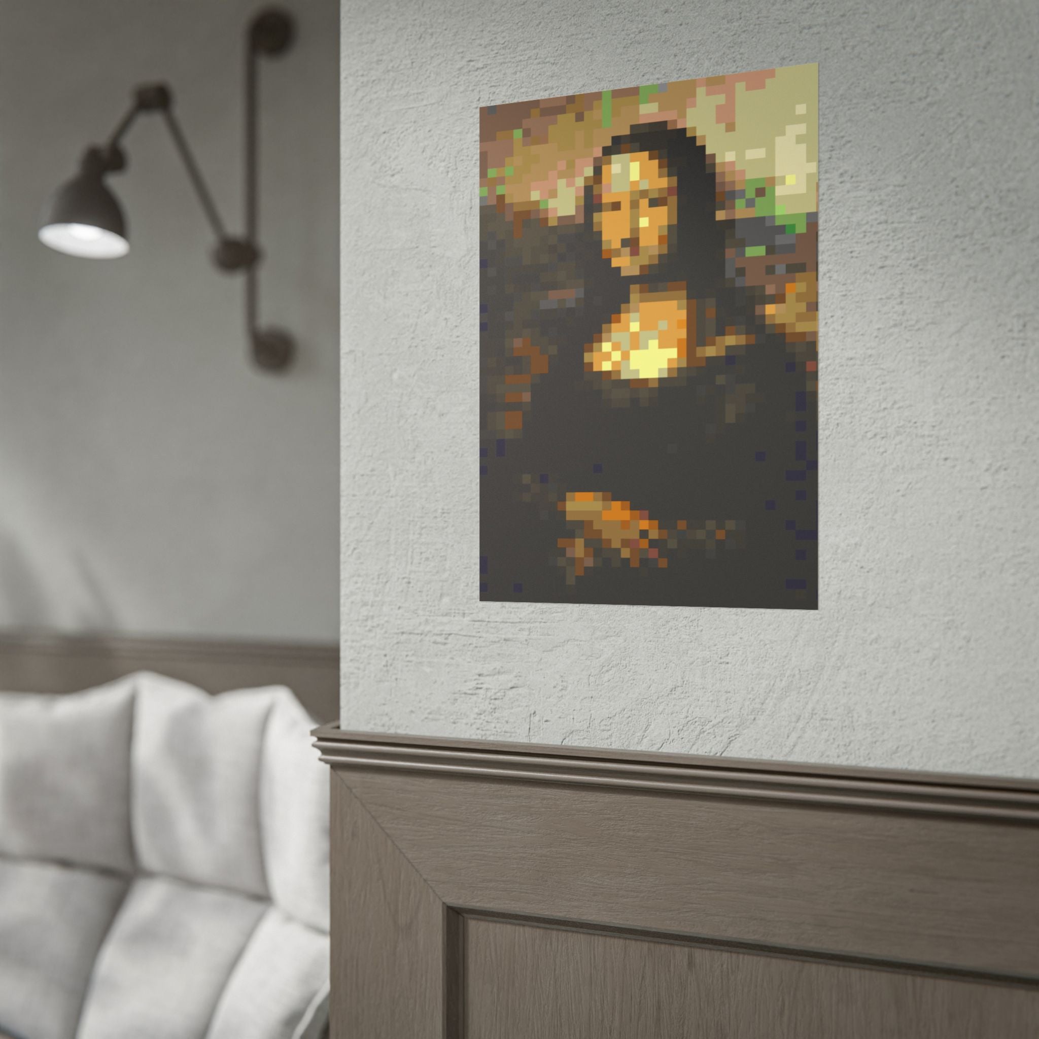 Mona Lisa Pixel-Style Rolled Art Print