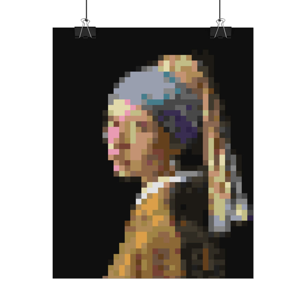 Girl with a Pearl Earring Pixel-Style Rolled Art Print