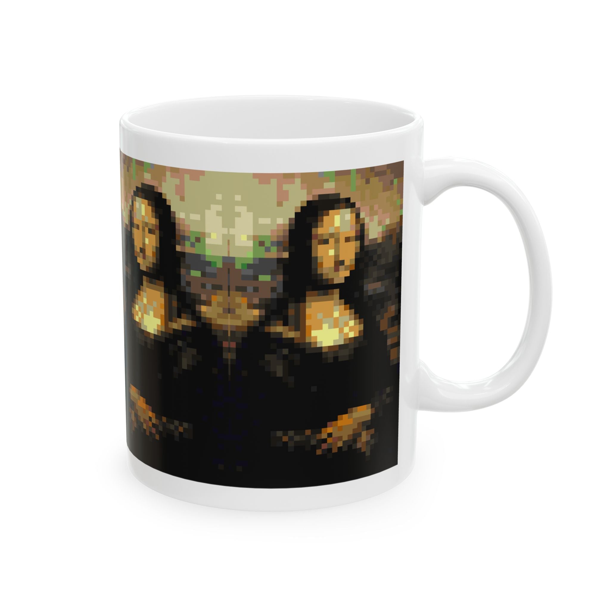 Mona Lisa Pixel-Style Ceramic Mug (11oz/15oz)