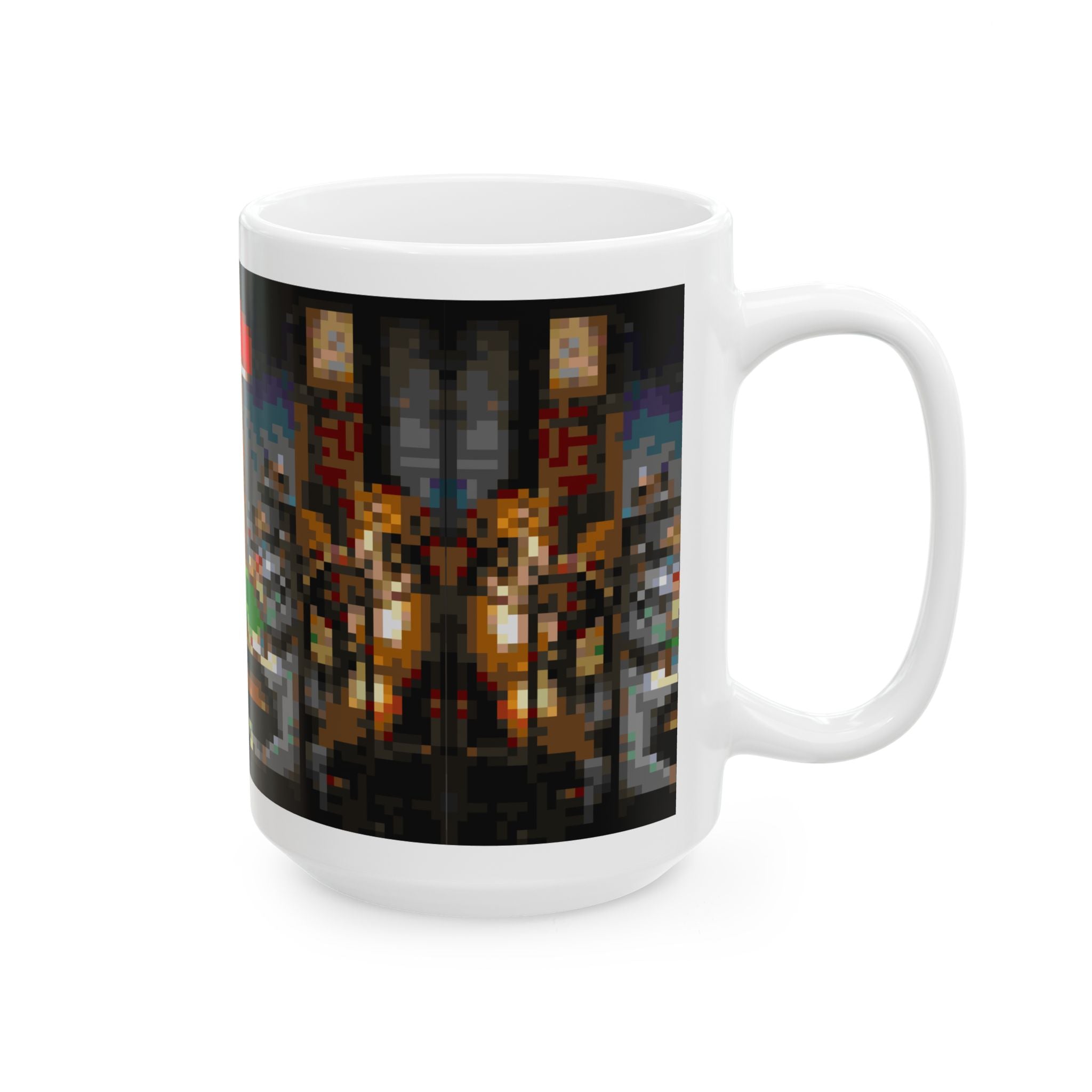 Dogs Playing Poker Pixel-Style Ceramic Mug (11oz/15oz)