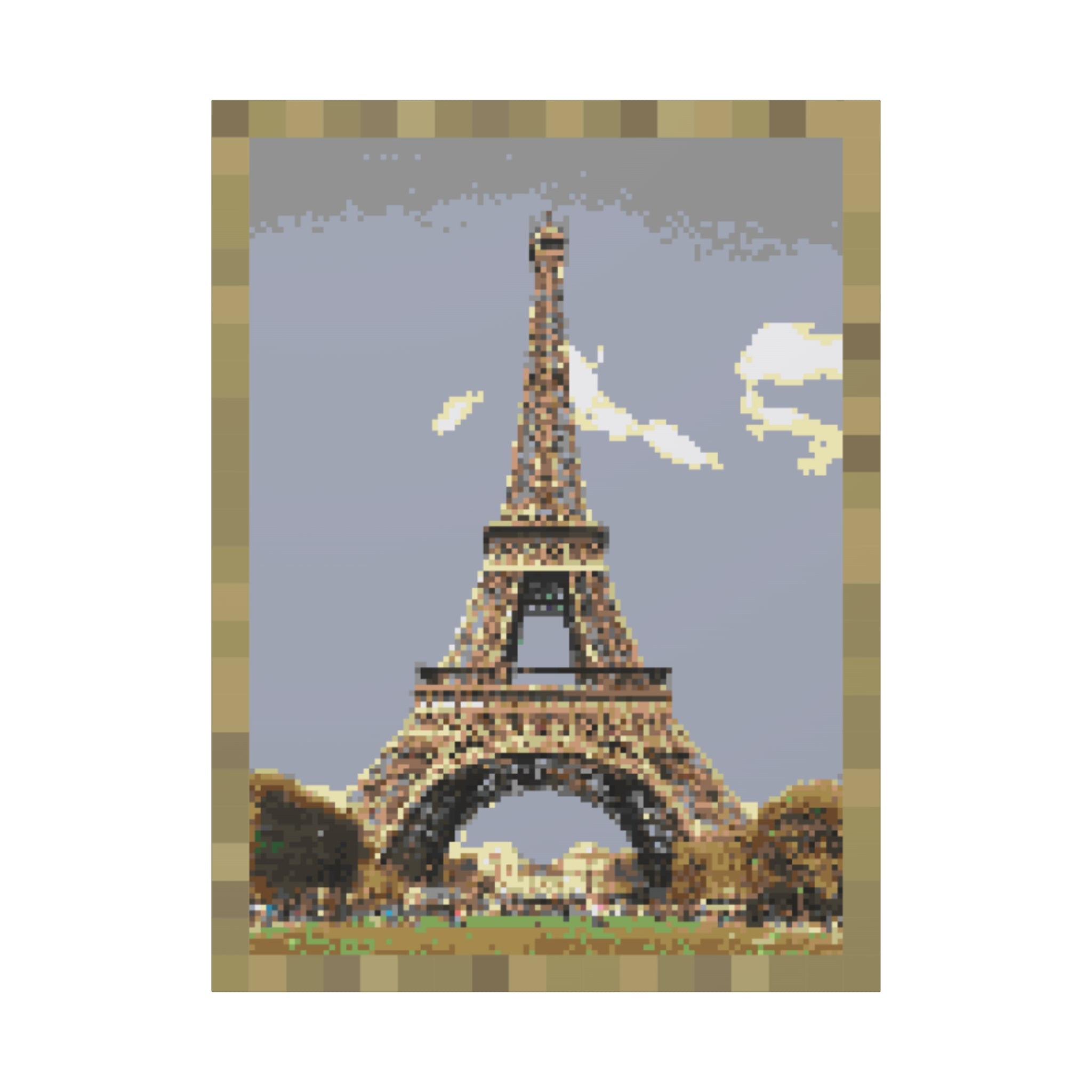 Eiffel Tower Pixel-Style Matte Canvas Print