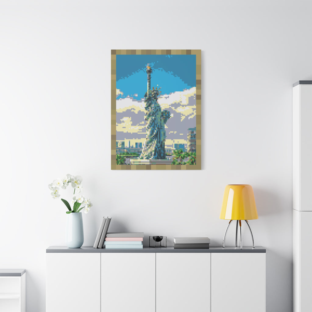 Statue of Liberty Pixel-Style Matte Canvas Print