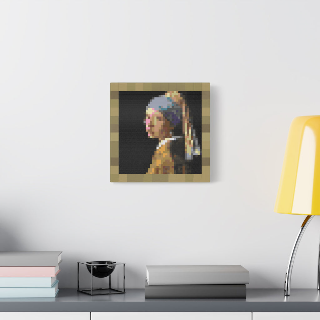 Girl with a Pearl Earring Pixel-Style Matte Canvas Print