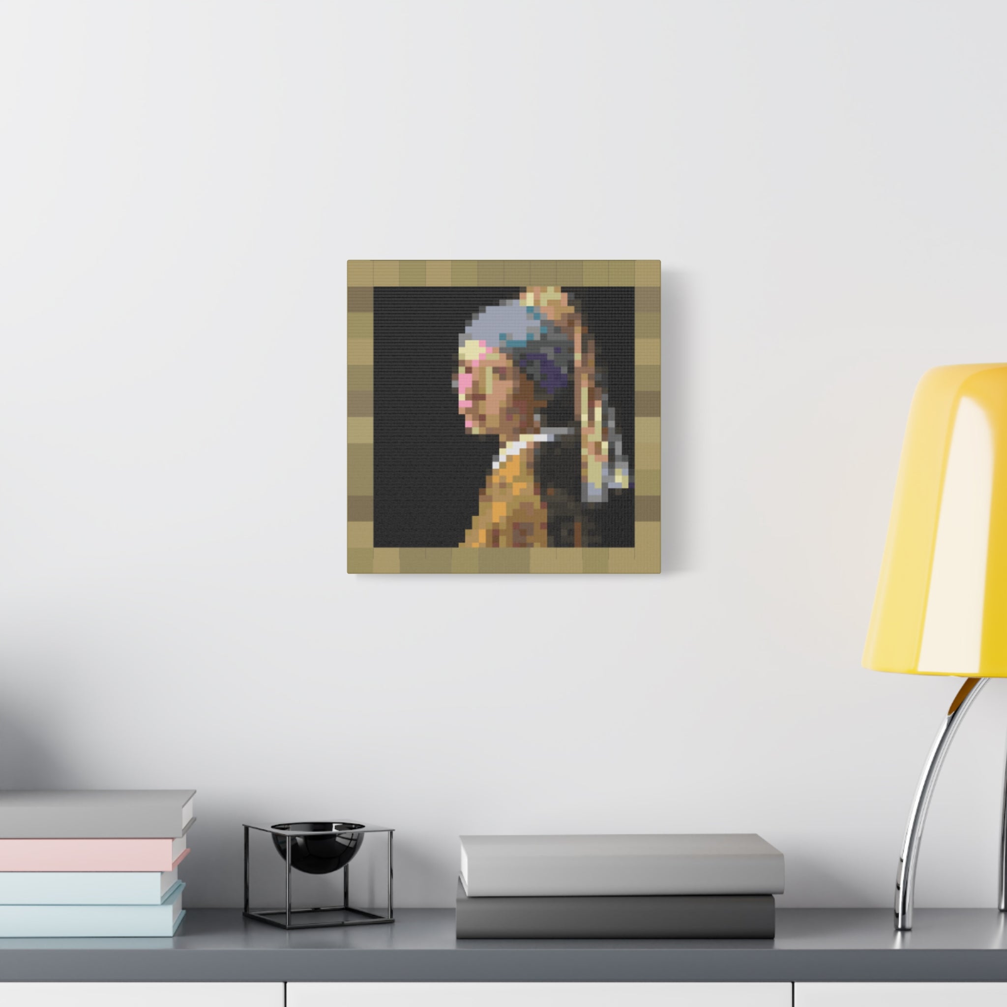 Girl with a Pearl Earring Pixel-Style Matte Canvas Print