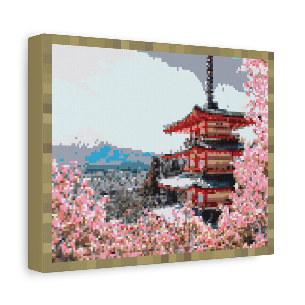 Japanese Cherry Blossom Name Pixel-Style Matte Canvas Print