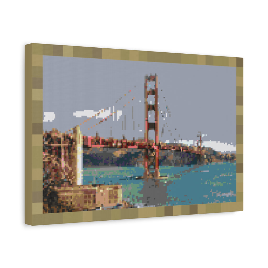 Golden Gate Bridge Pixel-Style Matte Canvas Print