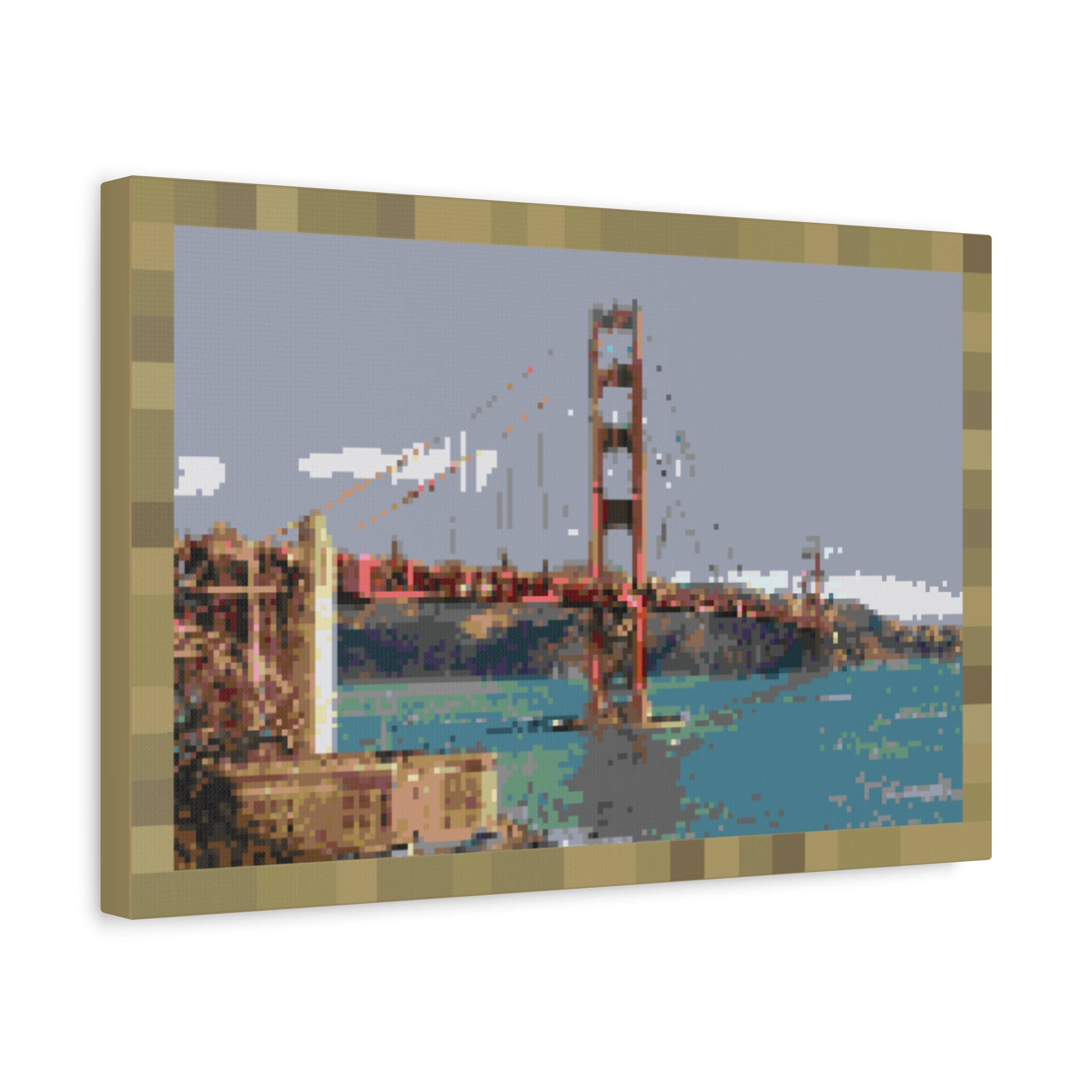 Golden Gate Bridge Pixel-Style Matte Canvas Print