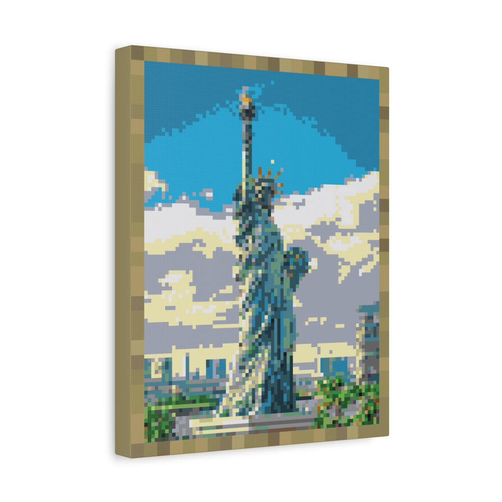 Statue of Liberty Pixel-Style Matte Canvas Print