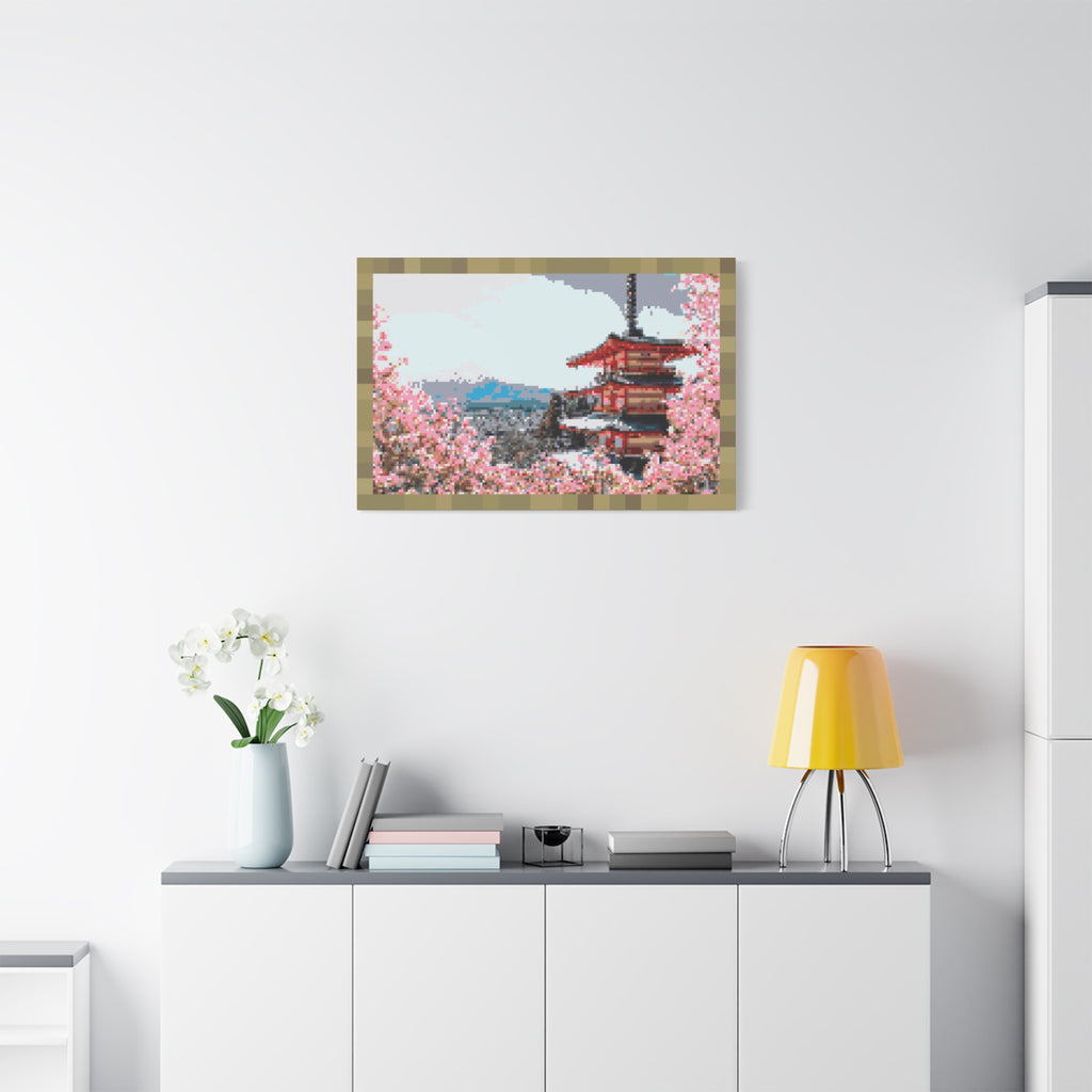 Japanese Cherry Blossom Name Pixel-Style Matte Canvas Print