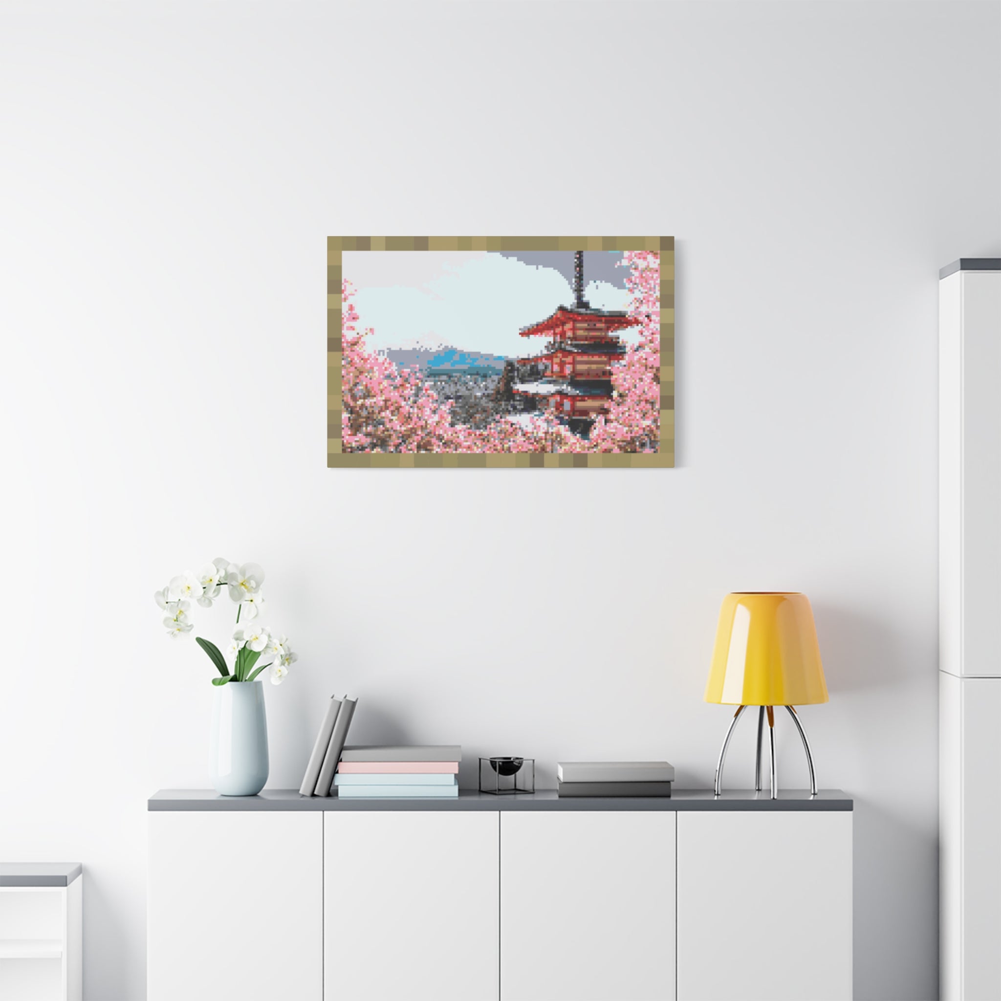 Japanese Cherry Blossom Name Pixel-Style Matte Canvas Print