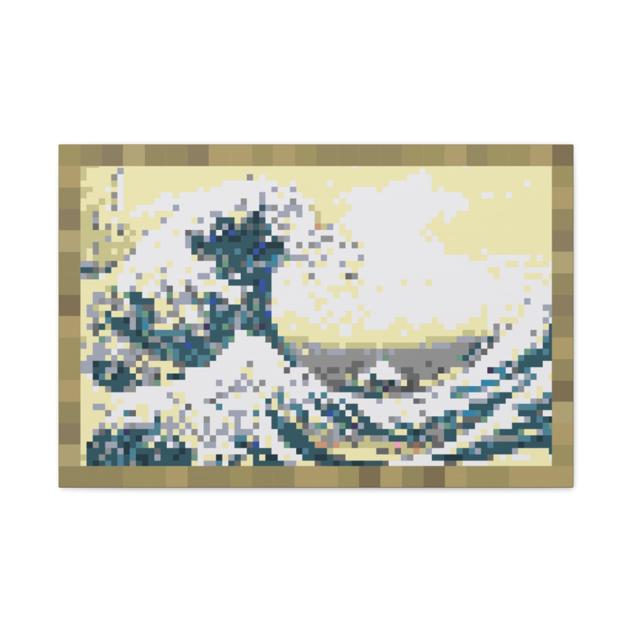 The Great Wave Pixel-Style Matte Canvas Print