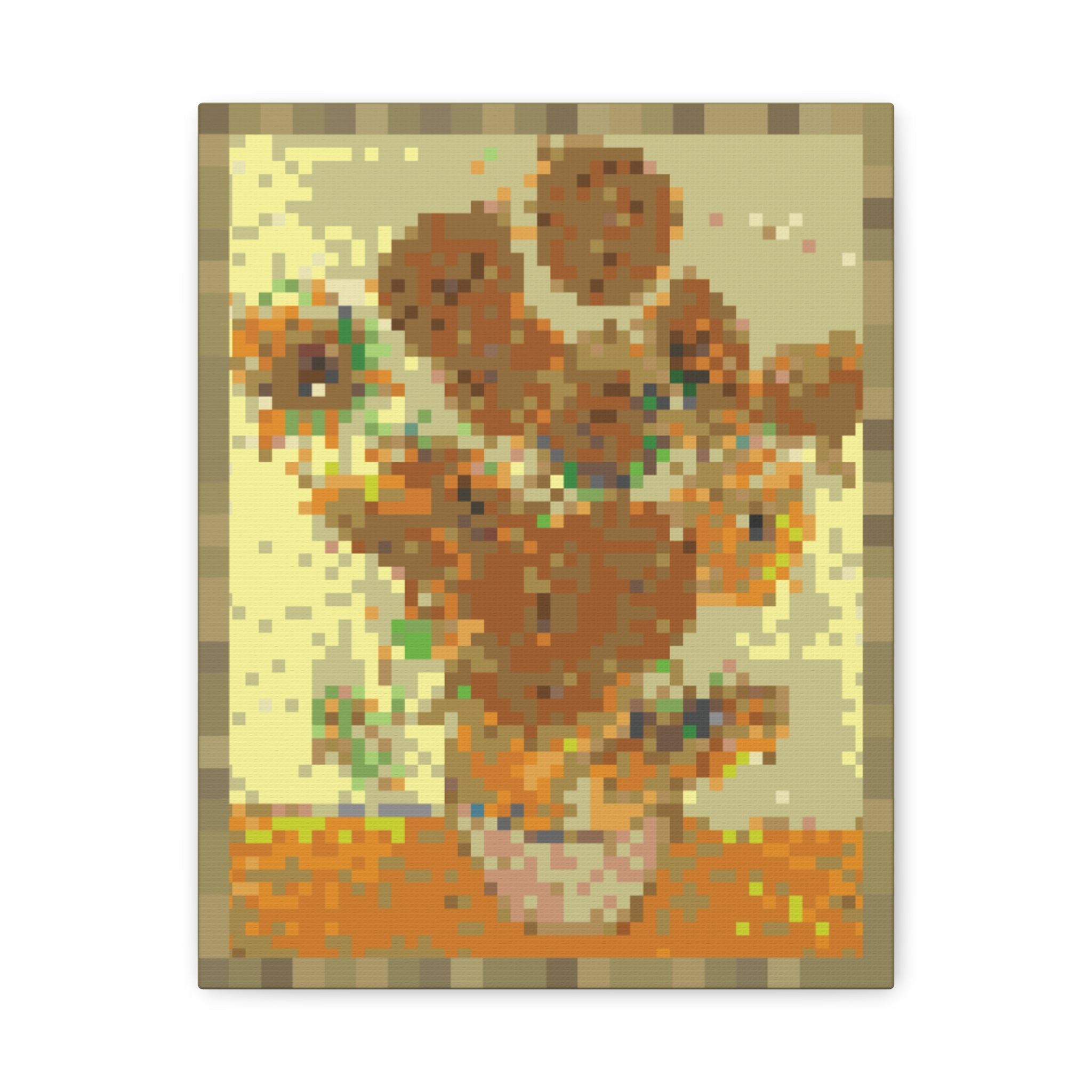 Sunflowers Pixel-Style Matte Canvas Print