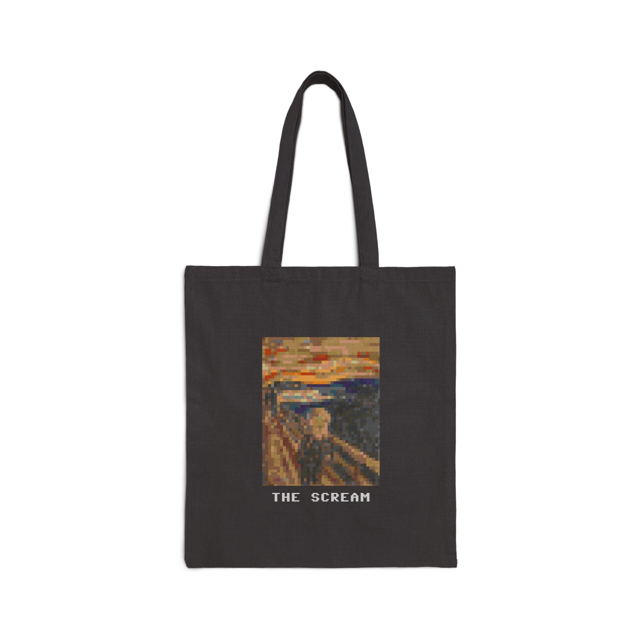 The Scream Pixel Art Tote Bag — Famous Artwork Canvas Tote