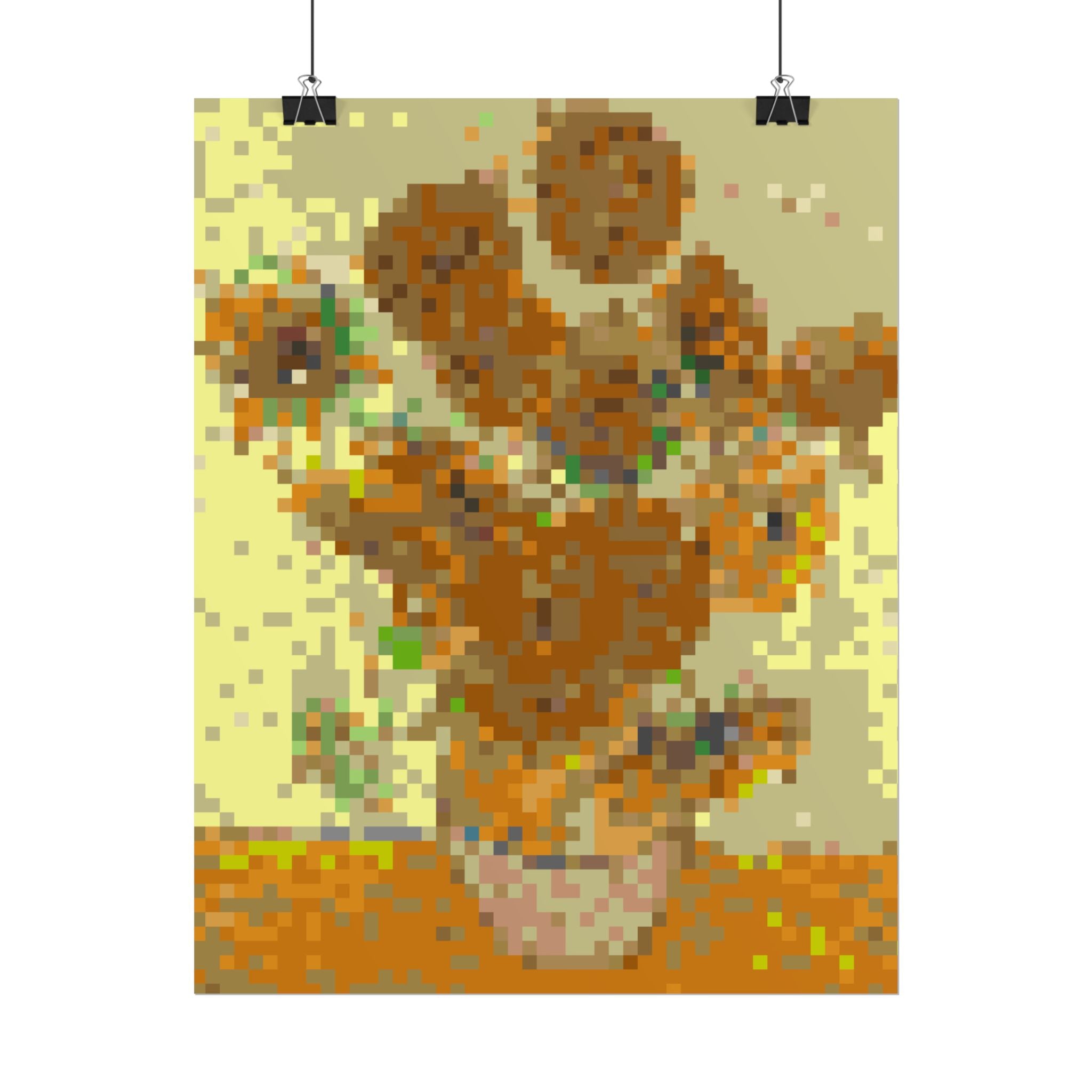 Sunflowers Pixel-Style Rolled Art Print