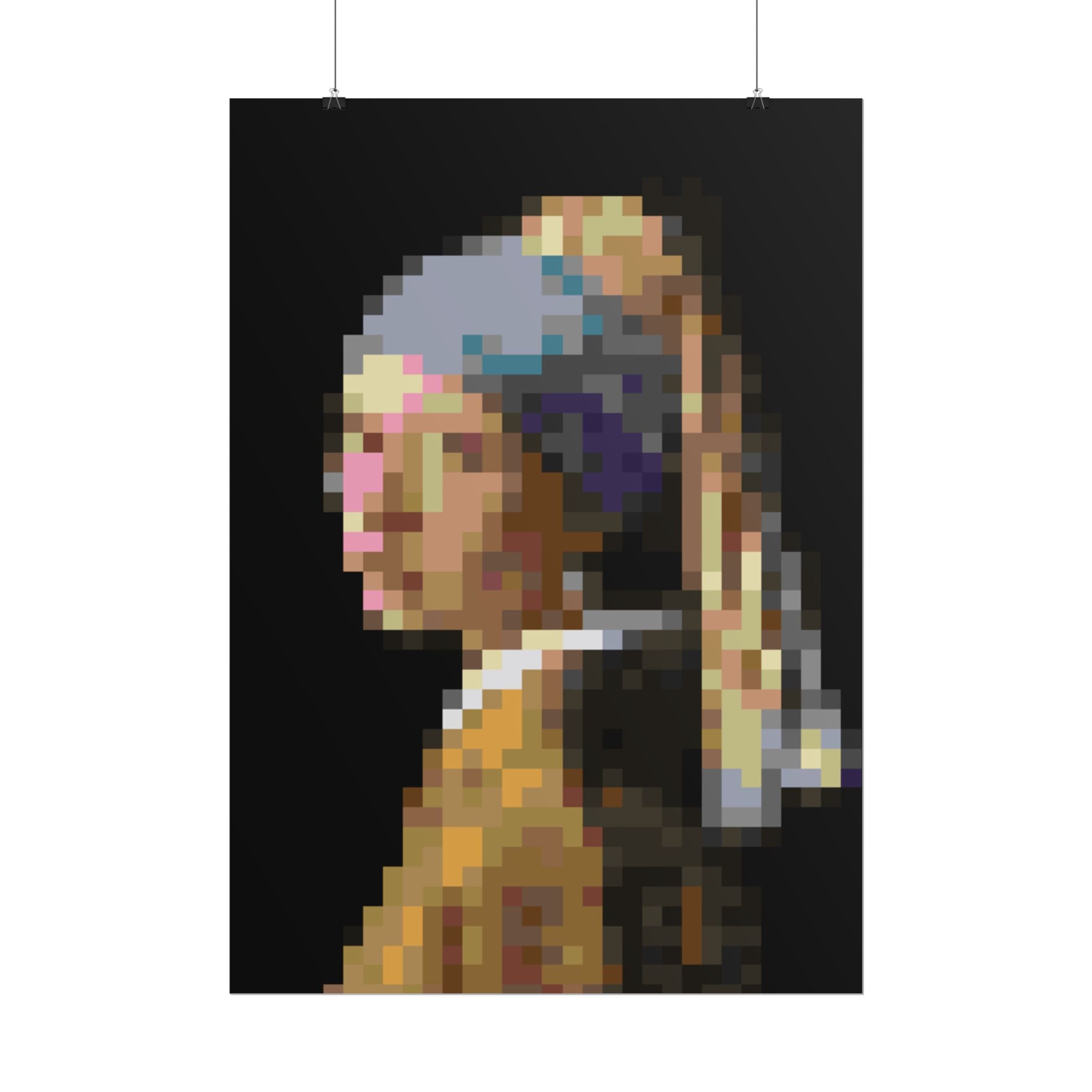 Girl with a Pearl Earring Pixel-Style Rolled Art Print